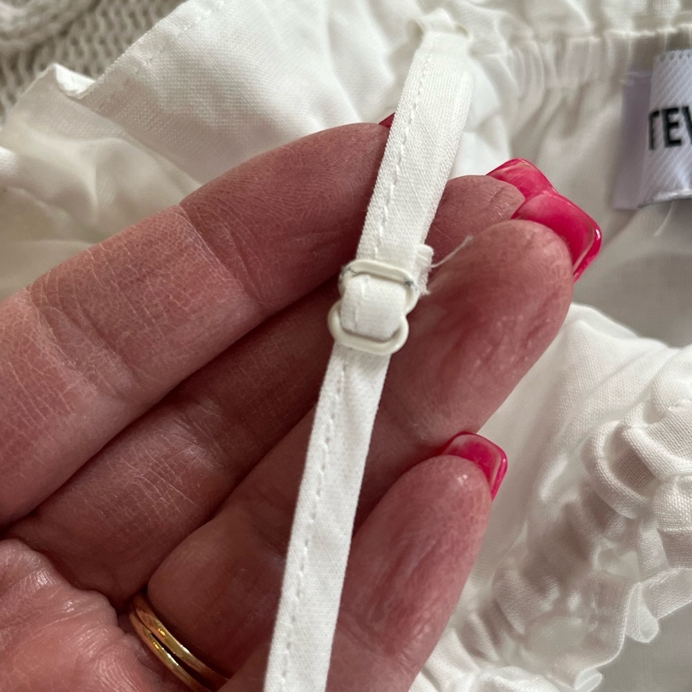 Steve Madden White Smocked Cotton Adjustable Straps Camisole Top Size Medium - Picture 14 of 14